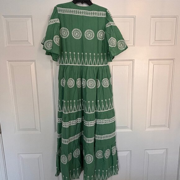 Oliphant Dress - Size Small - Soleil Sage Flirty V-Neck Maxi Dress - Brand New - Picture 2 of 7